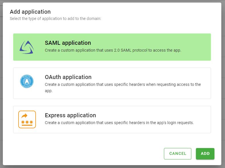 Add SAML 2.0 Application