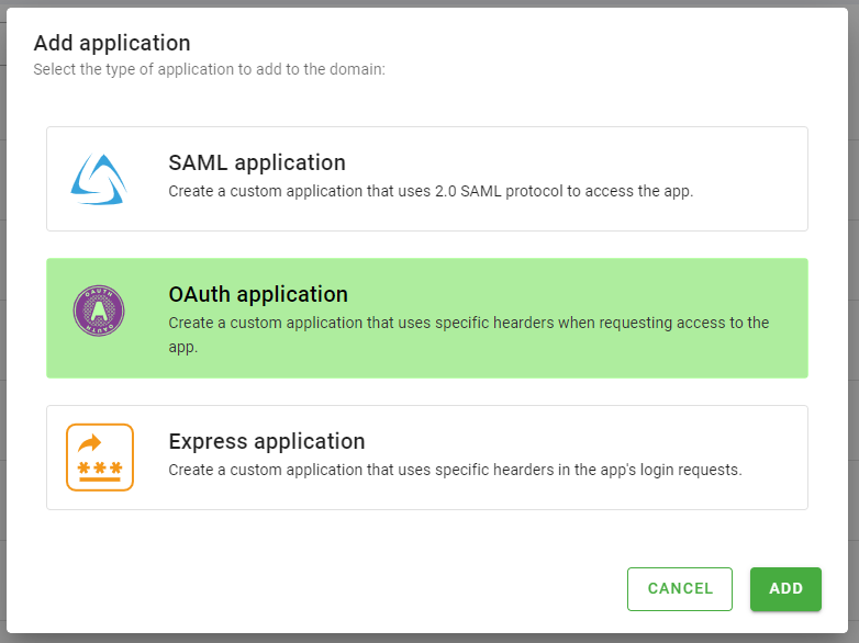 Monokee New Application Type Selection