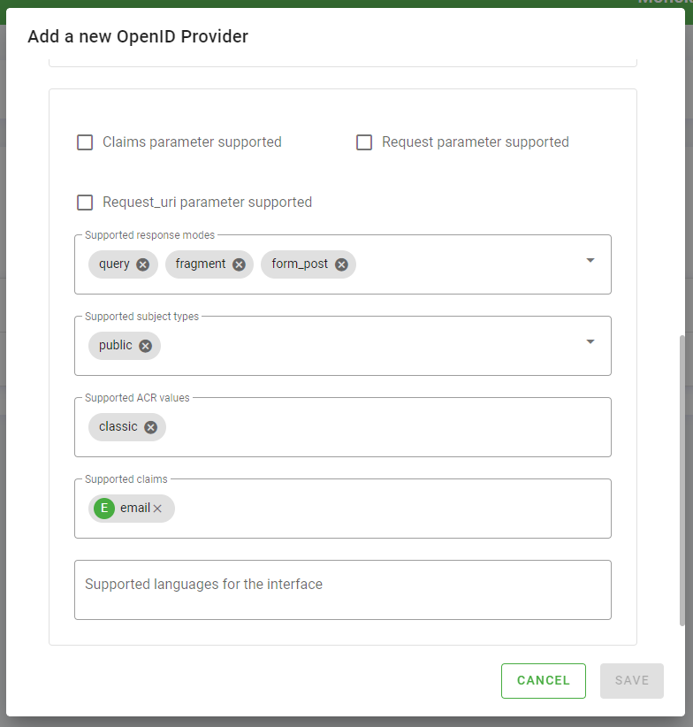 OpendID Connect Provider Advanced Configuration