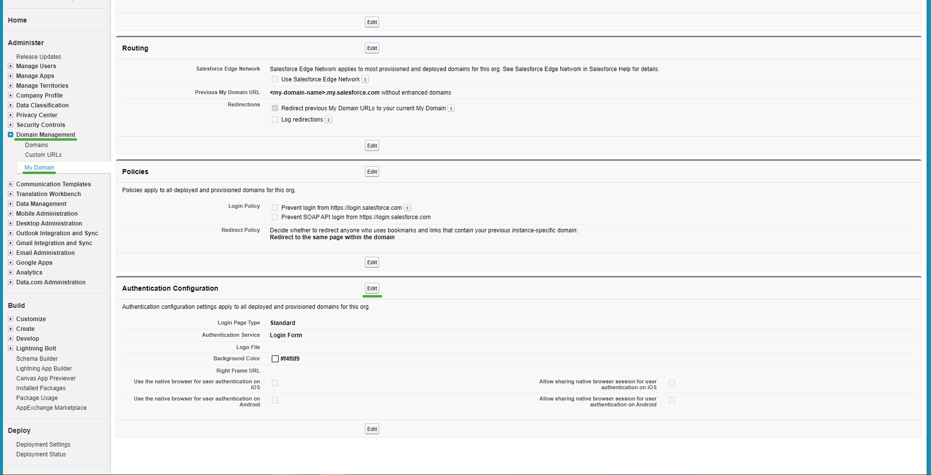 Salesforce Authentication Configuration Classic Version