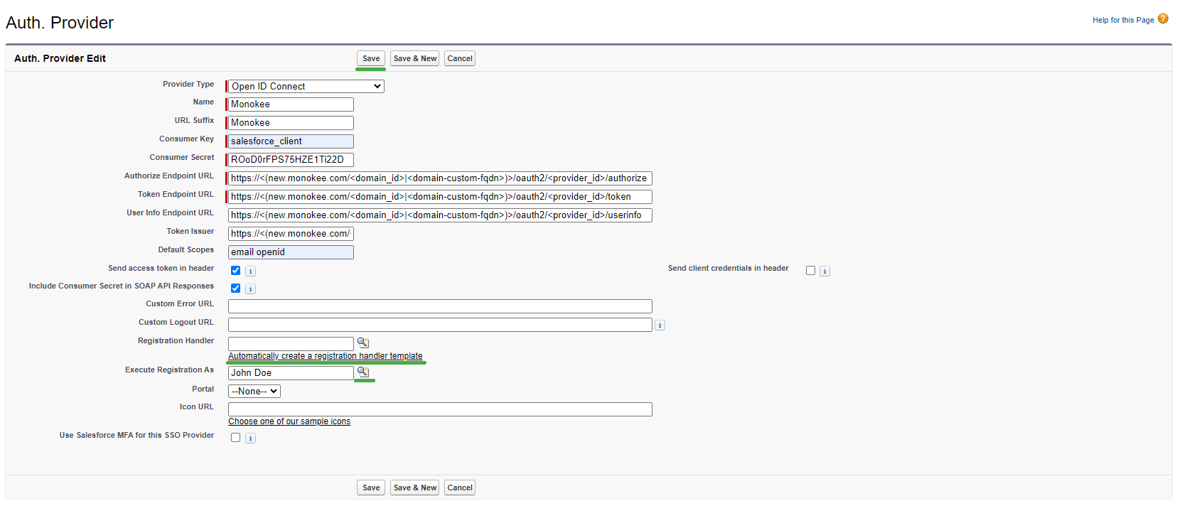 Salesforce Complete Relying Party Configuration